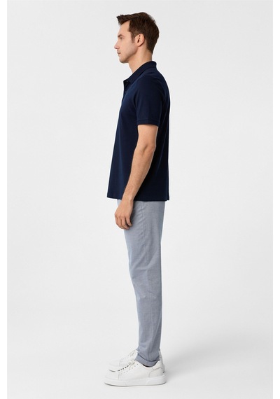 Süvari Lacivert Regular Düz Polo Yaka Tişört-37399 Lacivert