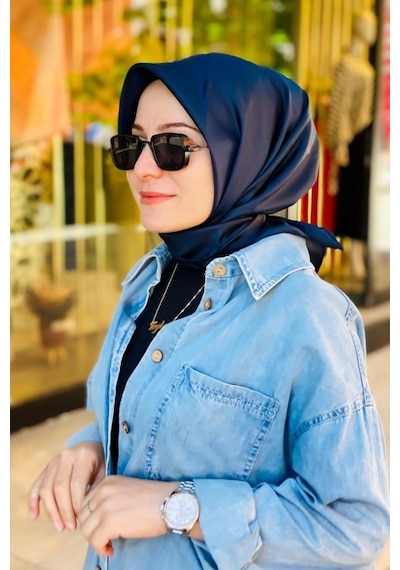 BELLİ Düz Fon İpek Twill Eşarp 4053 Lacivert - 02