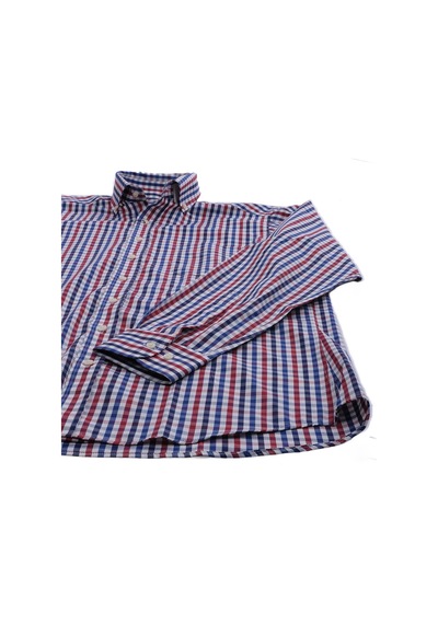 Giant Erkek Uzun Kol Kareli Gömlek - Minimalist Stil Bordo
