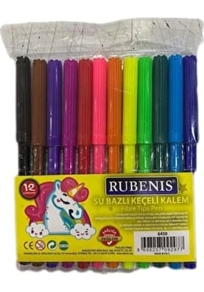Rubenis Keçeli Kalem 12'li Çok Renkli