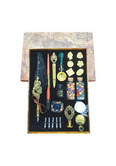 Steampunk Antique Set Hat Ve Kaligrafi Seti 24-38 22 Parça Özel Kutulu