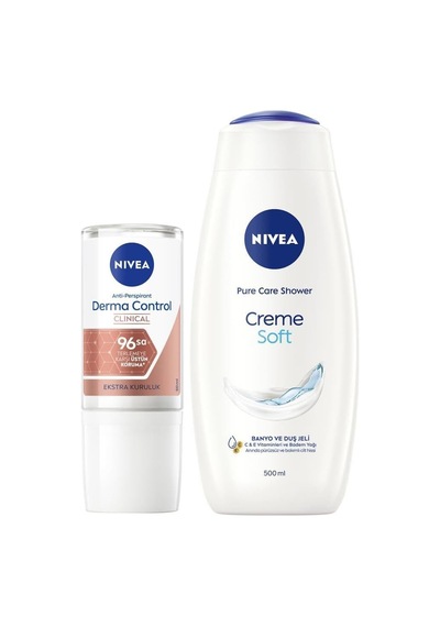 Creme Soft Duş Jeli 500ml Ve Kadın Rollon Deodorant Derma Control Clinical 50ml, 96saat Ter Koruması Diğer