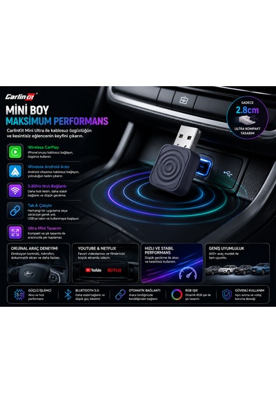 Mini Ultra 5 Kablosuz Carplay & Android Auto Adaptörü Diğer
