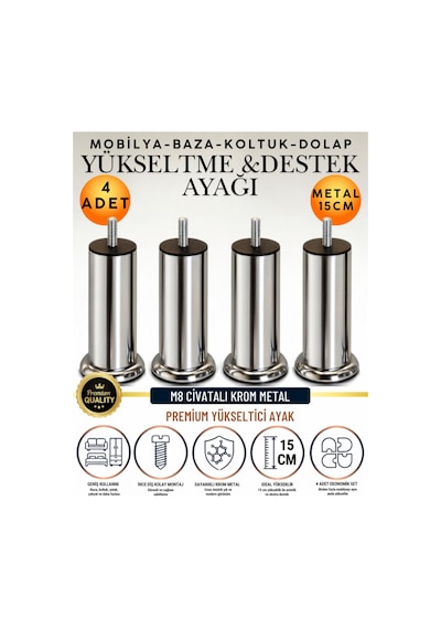 4 Adet 15 Cm M8 Vidalı Metal Krom Ayak Mobilya Ayağı Baza Ayağı Kanepe Ayağı Koltuk Ayağı Yatak Ayağı Yükseltme Ayağı Dolap Ayak Sehpa Sandık Ayakları Değişim Destek Ayağı Yükseltici Aparat Şifonyer Krom Krom 4 Adet 15 Cm M8 Vidalı Metal Krom Ayak Mobilya Ayağı Baza Ayağı Kanepe Ayağı Koltuk Ayağı Yatak Ayağı Yükseltme Ayağı Dolap Ayak Sehpa Sandık Ayakları Değişim Destek Ayağı Yükseltici Aparat Şifonyer Krom Krom