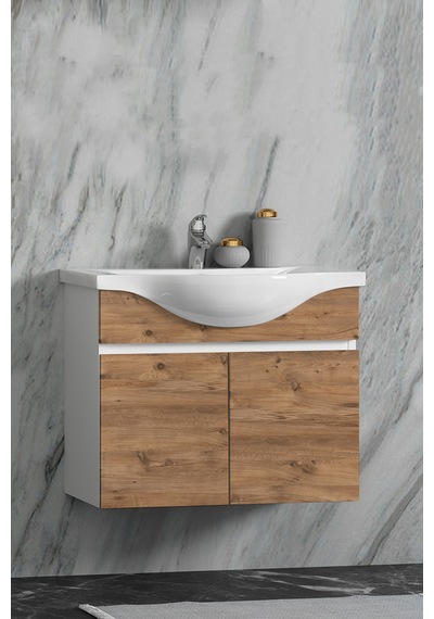 Yıldız 65 Cm Beyaz-atlantik Çam Mdf Seramik Lavabolu Asma Banyo Alt Dolabı Beyaz - Atlantik Çam Yıldız 65 Cm Beyaz-atlantik Çam Mdf Seramik Lavabolu Asma Banyo Alt Dolabı Beyaz - Atlantik Çam