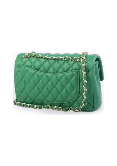 Nas Bag Kadın Çapraz Çanta Büyük Boy Zincirli Kapitone Çim Yeşili Nova En:26 Boy:16 Cm Yeşil