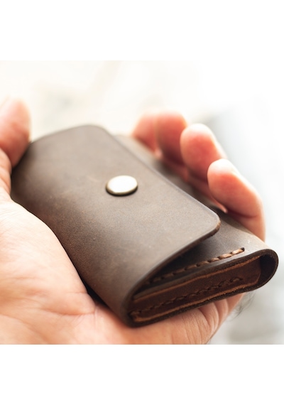 Kişiye Isme Özel Nerio Kapaklı Minimal Kartlık Kestane Hi Leather
