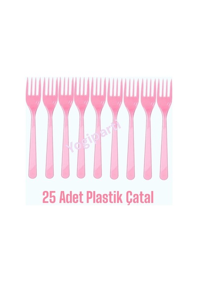Plastik Çatal 25'li Pembe Çatal Renkli Tüm Yaşlar