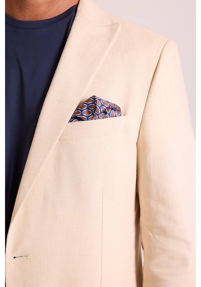 Ysf Erkek Bej Takım Elbise Keten Slim Fit Sivri Yaka Bej