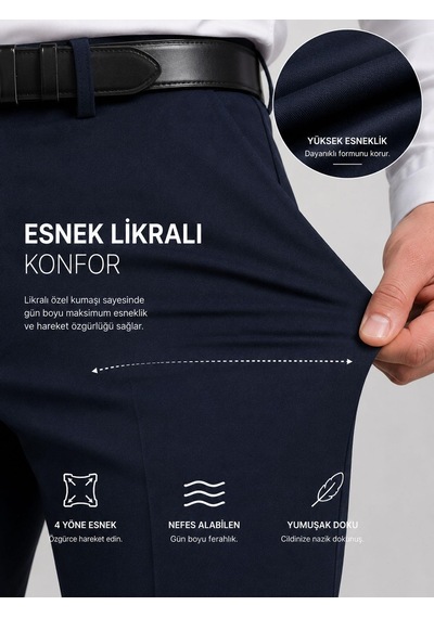 Classics Men Caserta Comfort Fit Likralı Boru Paça Erkek Kumaş Pantolon - 7711 Lacivert Classics Men Caserta Comfort Fit Likralı Boru Paça Erkek Kumaş Pantolon - 7711 Lacivert