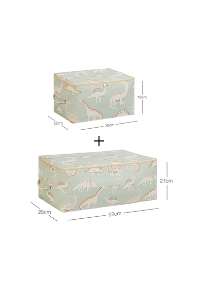 Ocean Home Textile 2'li Çocuk Odası Dinozor Hurç Set 1 Adet 30 x 22 x 18 / 1 Adet 52 x 28 x 21 cm