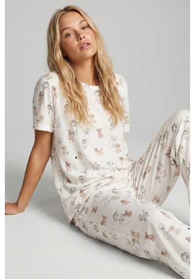 Siyah İnci Örme Pijama Takım 24107086 Ekru