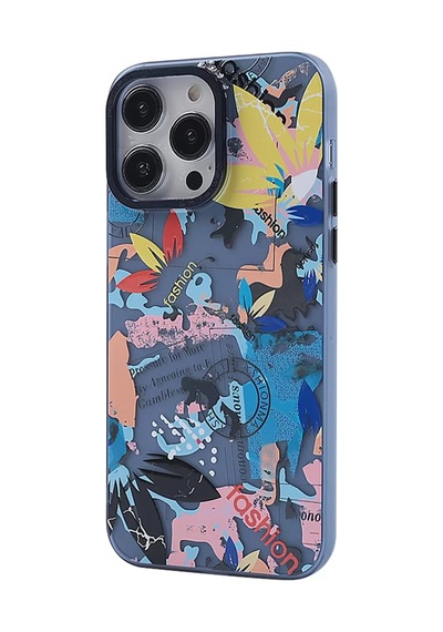 Newface Apple İphone 14 Pro Kılıf Prada Desenli Kapak - Prada Pembe - 1 Mavi