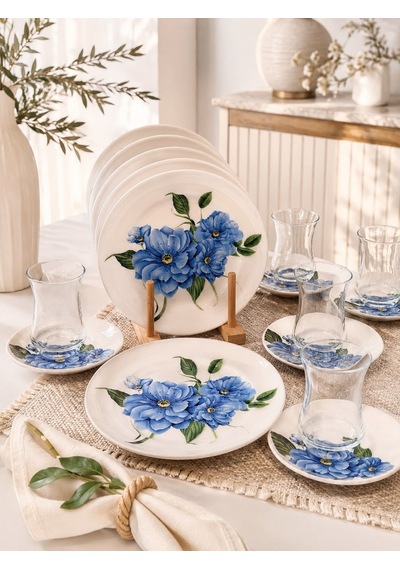 18 Parça Modern Ocean Pasta Çay Saati Seti-6911 Çok Renkli