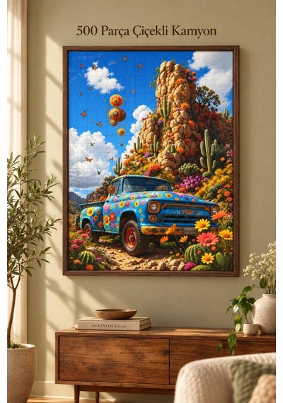 500 Parça Çiçekli Kamyon Puzzle Eğitici Ve Eğlenceli Yüksek Kalite Baskılı 48 X 33 Puzzle
