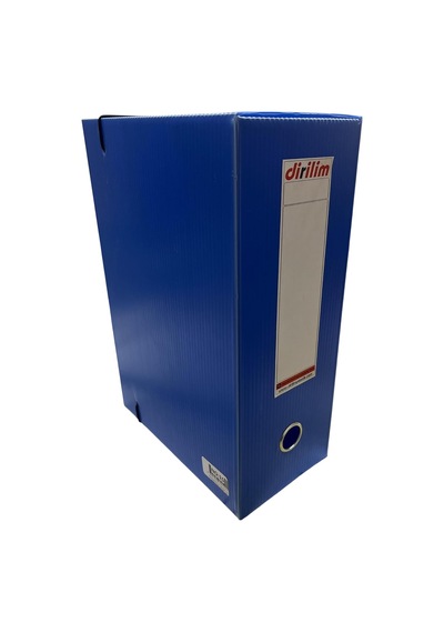 Arşiv Klasörü 22x12x32cm A41000 Sayfa İçin Oluklu Plastik Mavi Lastikli Sırt Etiketli Metal Parmak Halkalı Arşiv