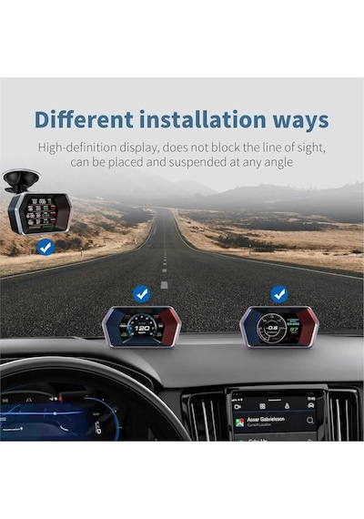 P17 Hız Ölçer Hud Obd2 Araç Bilgisayarı Gps Çift Sistemli Dijital Kilometre Su Yağ Sıcaklığı