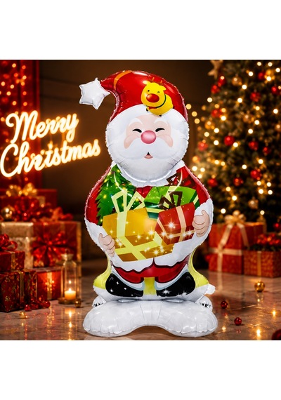 120 Cm Dev Noel Baba Folyo Balon Vitrin Yılbaşı Ağacı Yılbaşı Balonu Santa Claus New Year's Balloon