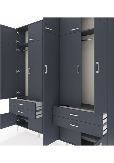 Arges Dolap 12 Raflı 4 Çekmeceli 2 Askılı 220x30x243 Antrasit-antrasit/antrasit Antrasıt/antrasıt Arges Dolap 12 Raflı 4 Çekmeceli 2 Askılı 220x30x243 Antrasit-antrasit/antrasit Antrasıt/antrasıt