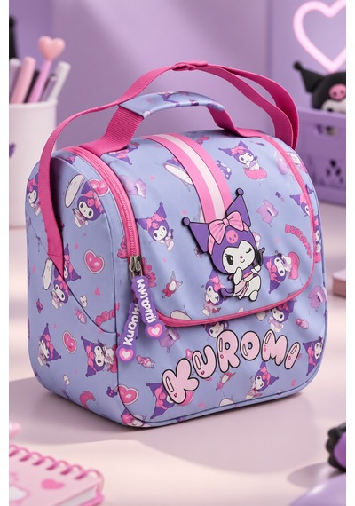 Kuromi Lila Termoslu Beslenme Çantası Çocuk Okul Yemek Çantası Günlük Kullanım 24x22x14 Cm Çok Renkli