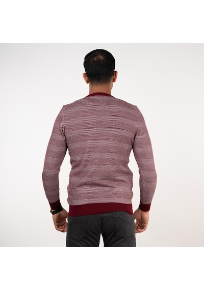 San&Fa Triko Erkek Sıfır Yaka Desenli Slimfit Kazak