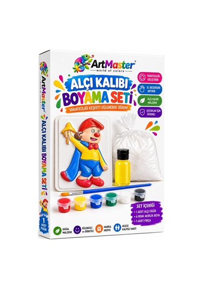 Alçı Kalıbı Boyama Seti K04 1 Paket Alçı Tozu Yağ 6 Renk Boya Fırça İş Eğitimi Seramik Okul Sınıf Resim