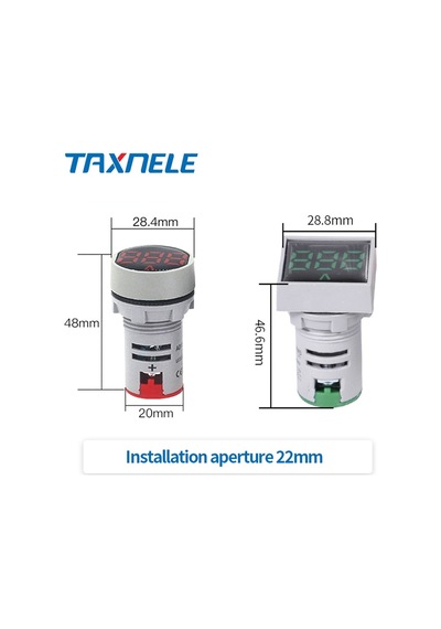 Yuvarlak Voltmetre-ac 60-500v 0-100a Led Dijital Voltmetre Ampermetre Hertz Hz Sinyal Işıkları 220v-yeşil