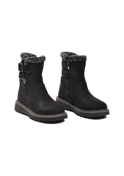 Cool Siyah İçi Polarlı Kaymaz Kız Çocuk Bot Buckle F Siyah