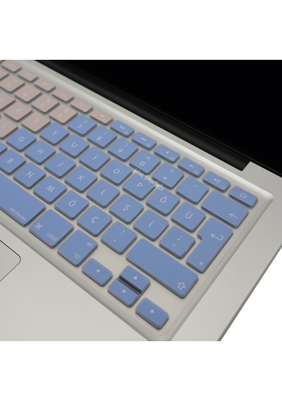 Apple Uyumlu MacBook Air Pro Klavye Koruyucu Türkçe Q R.powder Eski Usb Li Model 2008/2017 Yılı İle R.powder Mavi Pembe