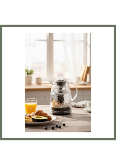 Bezos 1 Lt Akrilik Şeffaf Çay Termosu 12 Saat Sıcak 24 Saat Soğuk Bezos1