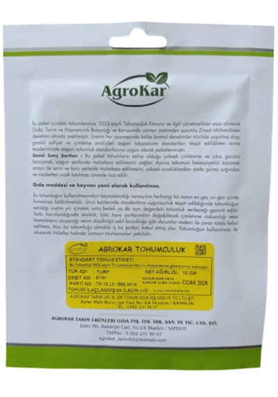Siyah Turp Tohumu 10 Gr 1 Paket