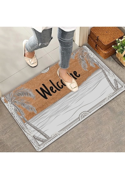 Valerine Life Deniz Ve Palmiye Manzaralı Welcome Kapı Önü Paspası 45x70cm