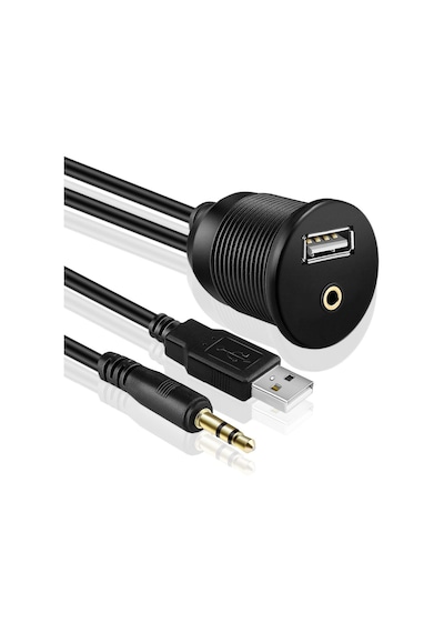 Araç Paneline Uygulanabilir Ses-USB Uzatma Kablosu - 2 Metre