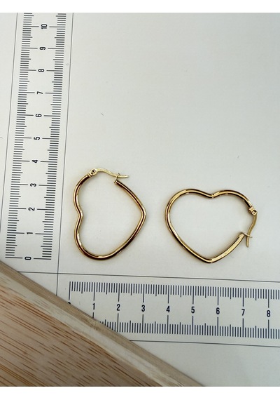Paslanmaz Çelik Kalp Modeli Halka Küpe 38mm Altın