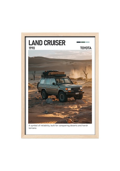 Toyota Land Cruiser Ahşap Çerçeveli Poster Tablo Dayanıklı Off-road Ahşap 01