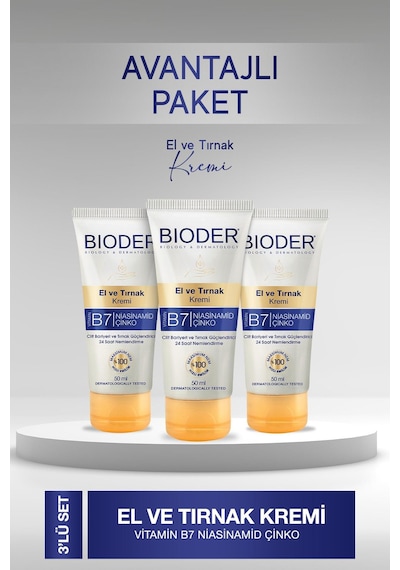 Bioder El Ve Tırnak Kremi 50 Ml 3 Adet