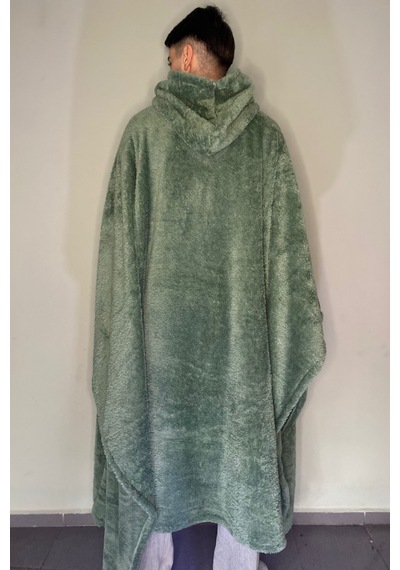 Giyilebilir Hoodie Battaniye Rahat Kalıp Tek Beden Çağla Yeşili