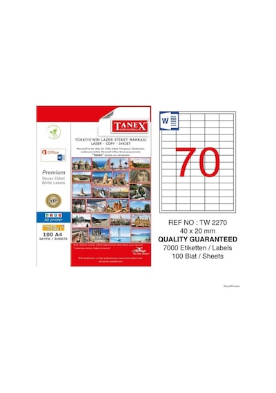 Tanex Lazer Etiket 40x20MM Tw-2270 100Lü