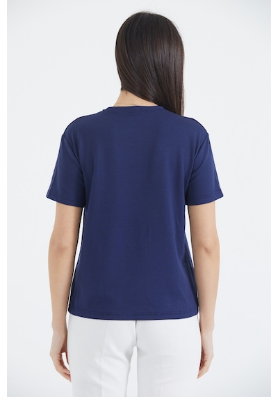 Thiff Gymwear Kadın Modal Kumaş Kısa Kolu Basic Tişört Lacivert