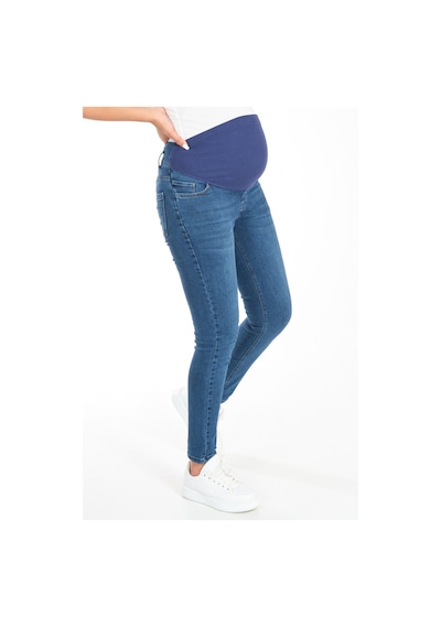 Busa Hamile Skinny Dar Paça Kot Pantolon Mavi-mavi