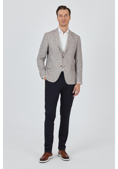 İmza Kazayağı Desen Bez Ayağı Mono Yaka Yarım Astar Keten Karışımlı 6 Drop Slim Fit Ceket 1002250102 Bej İmza Kazayağı Desen Bez Ayağı Mono Yaka Yarım Astar Keten Karışımlı 6 Drop Slim Fit Ceket 1002250102 Bej