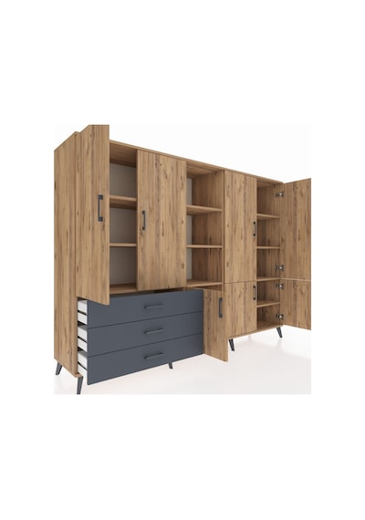 Hyperion Dolap 11 Raflı 3 Çekmeceli 7 Kapaklı 220x44x163 Çam-çam/ Çam-çam/antrasit Hyperion Dolap 11 Raflı 3 Çekmeceli 7 Kapaklı 220x44x163 Çam-çam/ Çam-çam/antrasit