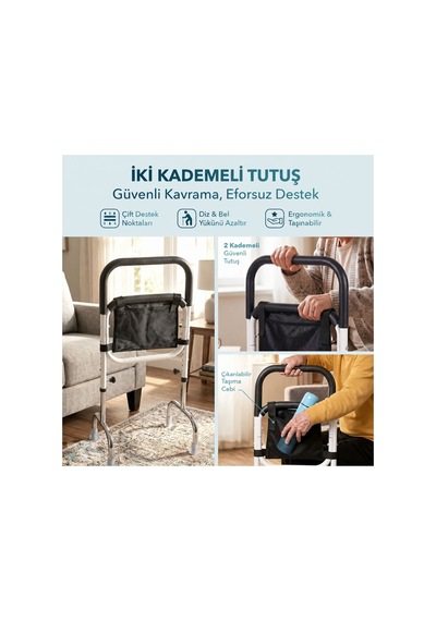 Hasta Yaşlı Ayağa Kalkma Destek Aparatı Yatak Koltuk Sandalye Klozet Yanı Doğrulma Bariyeri,