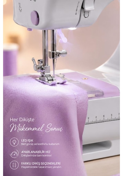 Torima DM01 12 Desenli Pedallı Ev Tipi Beyaz Mini Dikiş Makinesi
