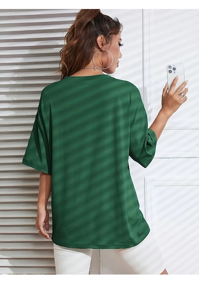 Kadın Yeşil Classical Ön Baskılı Oversize T-shirt Yeşil