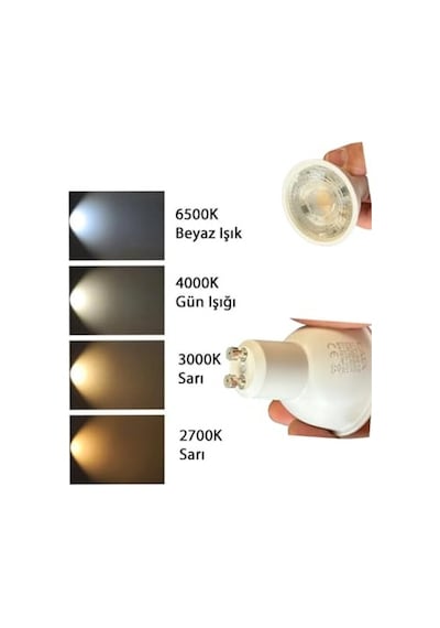 8w 50w 3000k Sarı Işık Gu10 Duylu Led Spot Ampul, 4 Adet Diğer