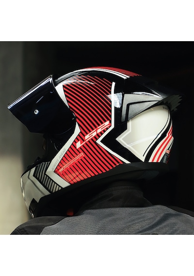 Mavi Cam + Ls2 Rapid 2 Race Extra Kask Beyaz - Kırmızı