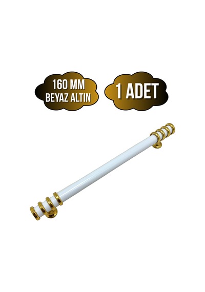 Detay Boru Beyaz Altın Dolap Kulpu Mobilya Ve Mutfak Dolap Kulpu Beyaz - Altın 160mm 1 Adet Beyaz Altın