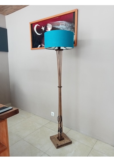Balsa Dekor Ahşap Lambader Ceviz Petrol Mavi
