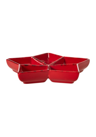 Mudo Home Star Bölmeli Sunum Tabağı 27cm Kırmızı